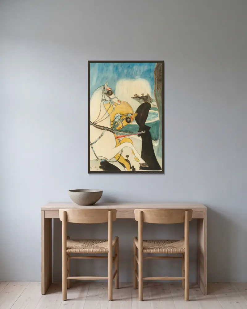 Rondellen på Champs-Élysées av Louis Anquetin inramad på en vägg