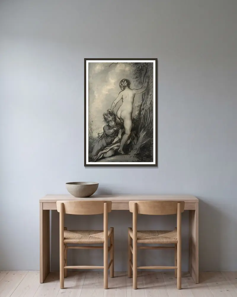 Pan et Syrinx av Louis Anquetin inramad på en vägg