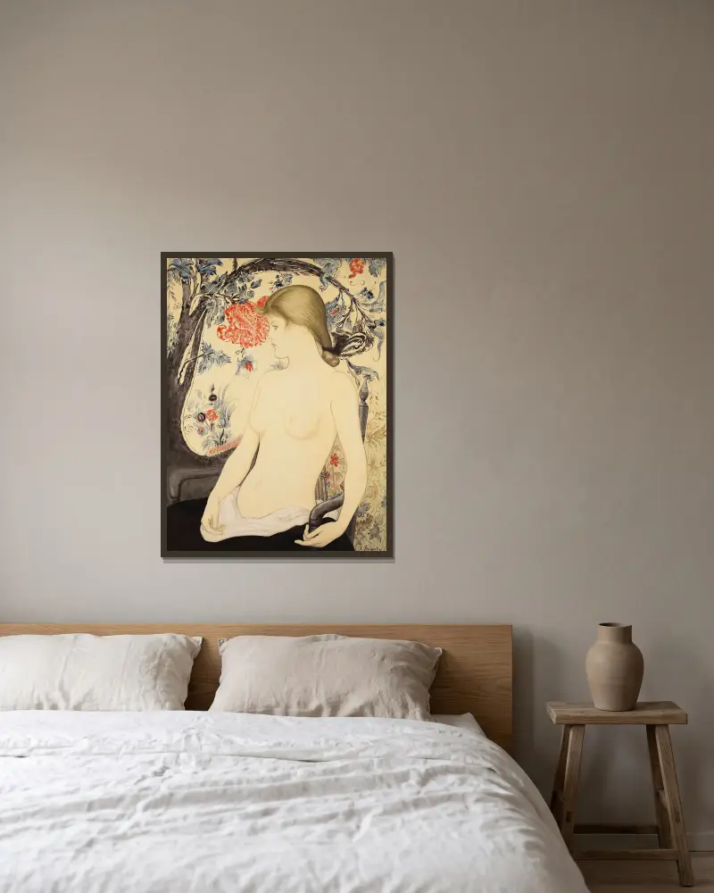 Porträtt av Juliette Vary av Louis Anquetin inramad på en vägg