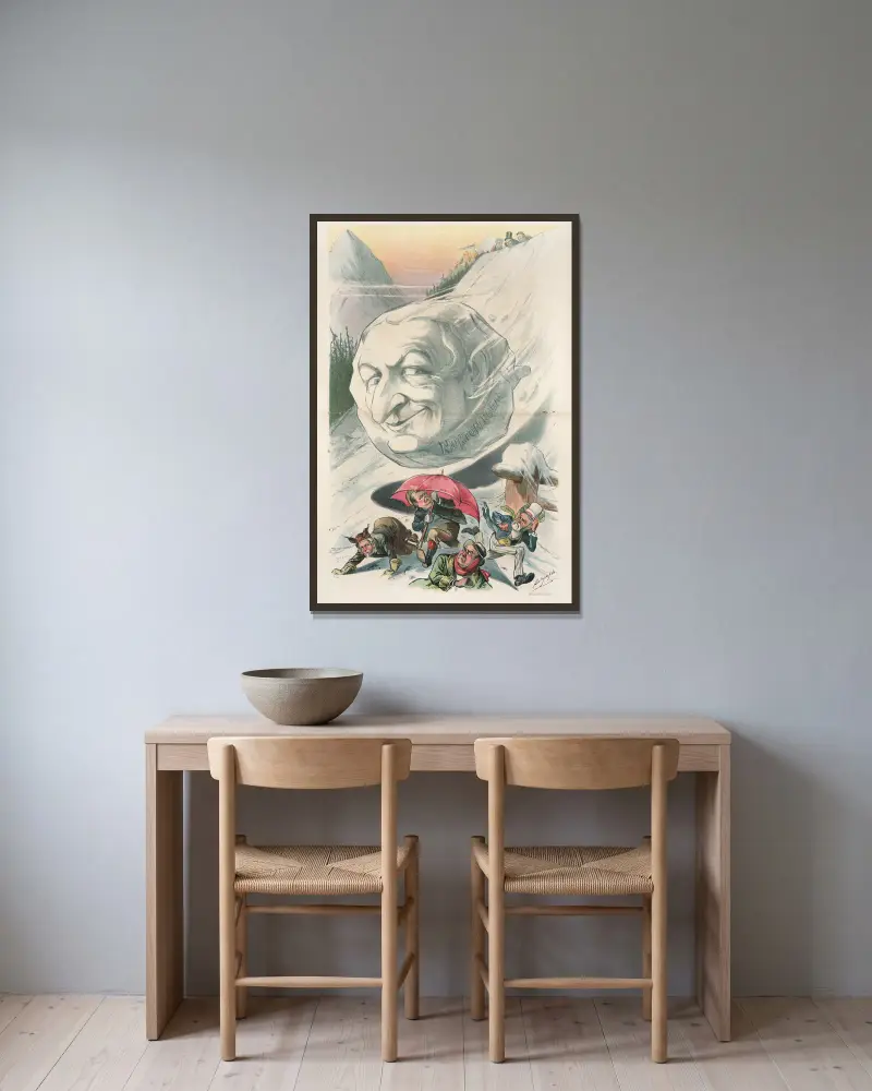 Seht auf, dort, Jungen! von Louis Dalrymple gerahmt an einer Wand