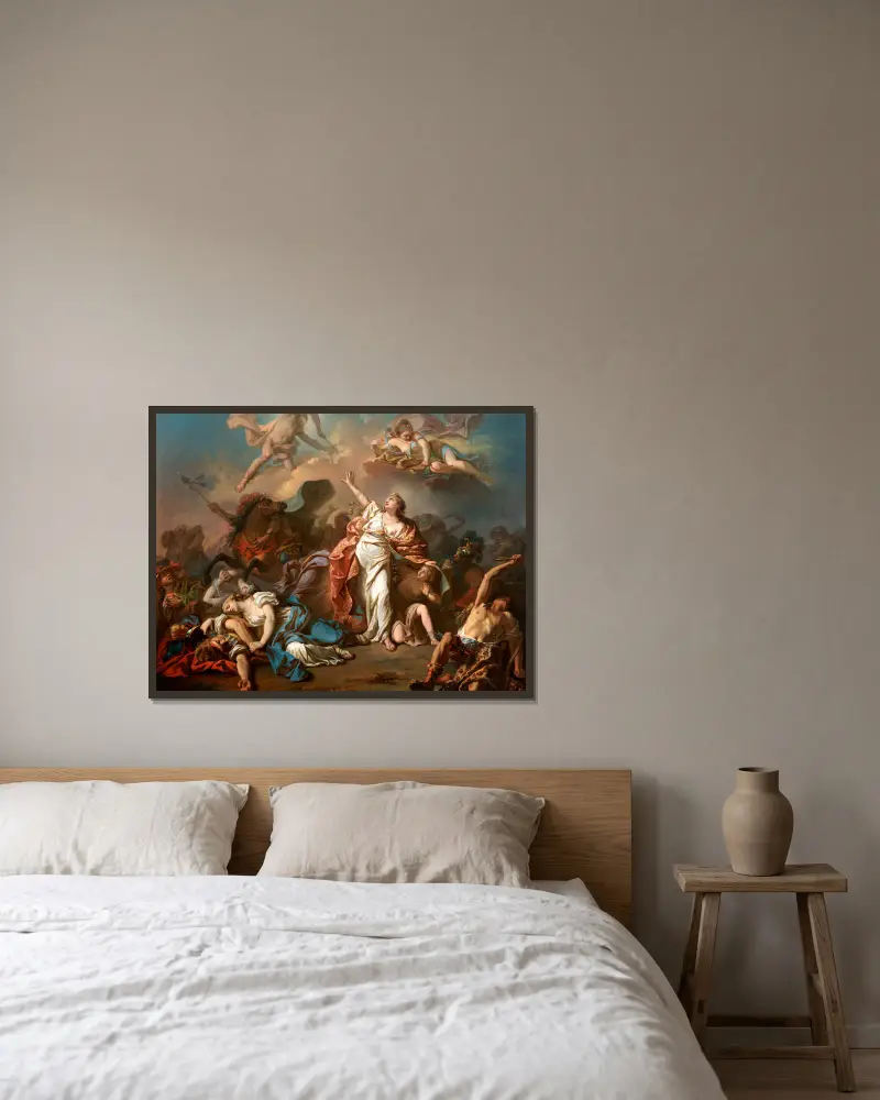 Apollo och Diana angriper Niobes barn av Jacques Louis David inramad på en vägg
