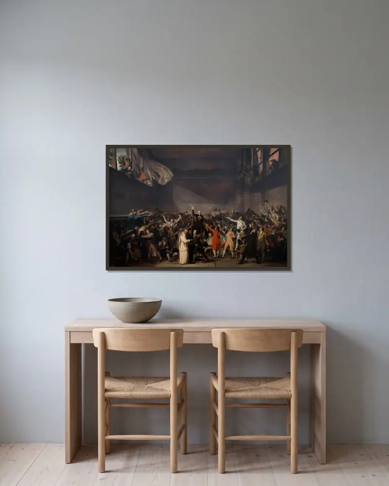 Ballhausschwur am 20. Juni 1789 von Jacques Louis David gerahmt an einer Wand