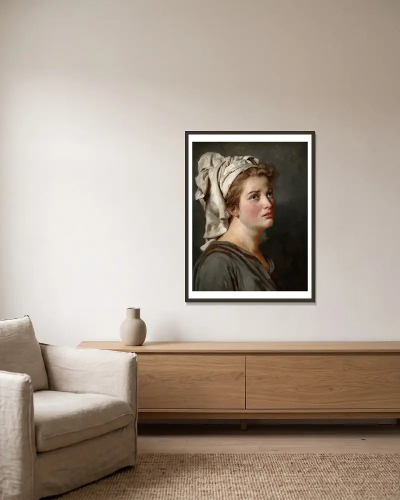 Ung kvinna med turban, 1780 – nr 2 av Jacques Louis David inramad på en vägg