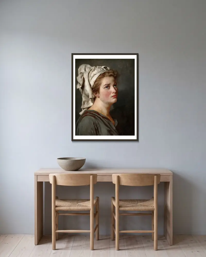Ung kvinna med turban, 1780 – nr 2 av Jacques Louis David inramad på en vägg
