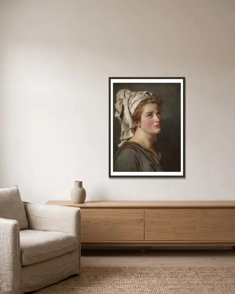 Ung kvinna med turban, 1780 – nr 1 av Jacques Louis David inramad på en vägg