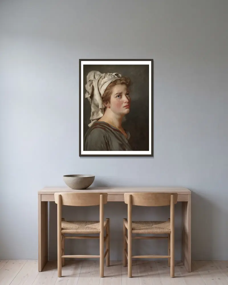 Ung kvinna med turban, 1780 – nr 1 av Jacques Louis David inramad på en vägg