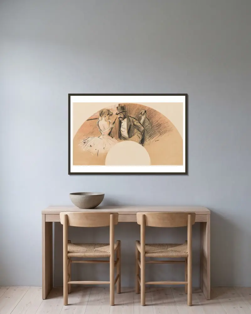 Bal Gavarni Fan av Jean-Louis Forain inramad på en vägg