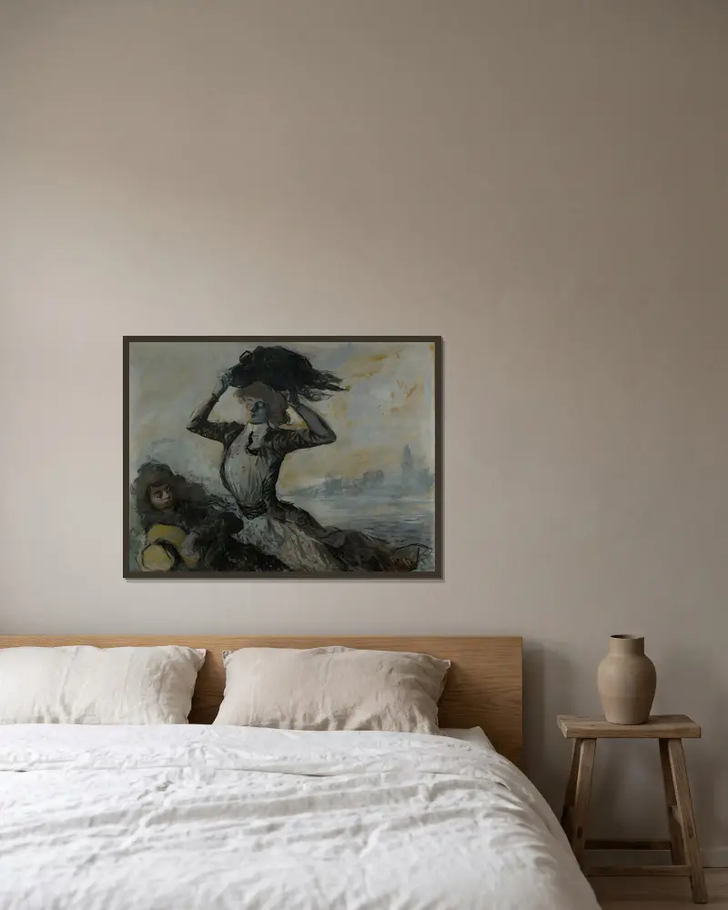 Abfahrt, der Windstoß von Jean-Louis Forain gerahmt an einer Wand