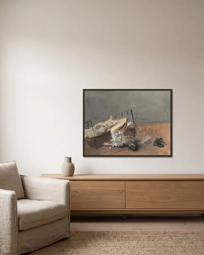 Der Selbstmord von Jean-Louis Forain gerahmt an einer Wand