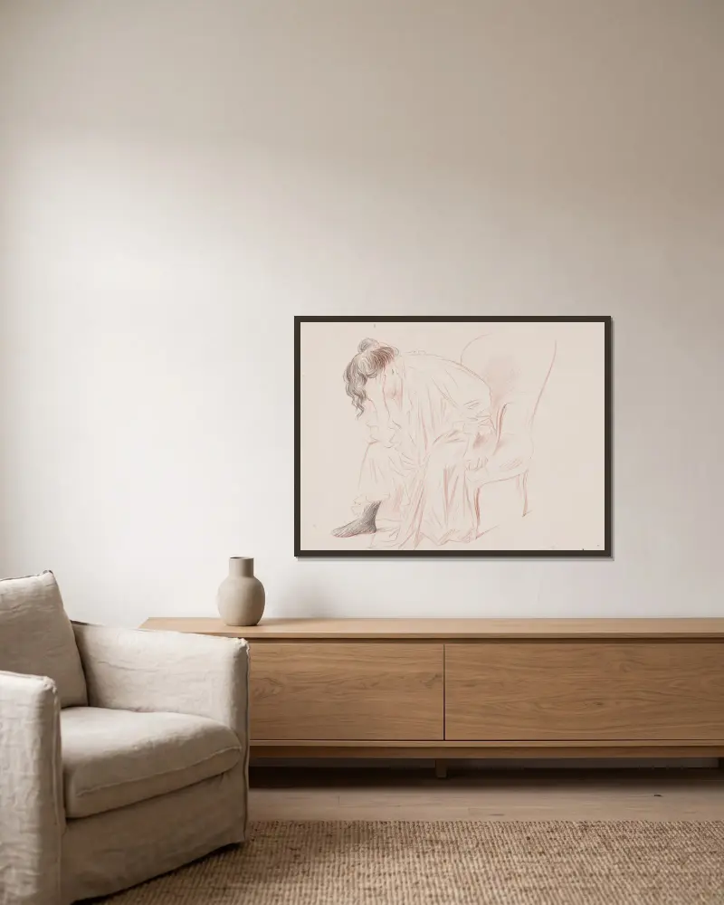 Sitzende Frau von Jean-Louis Forain gerahmt an einer Wand