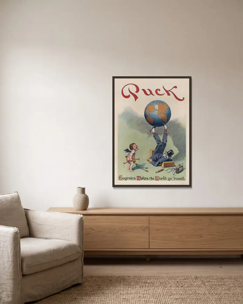Eugenics makes the world go ’round av Louis Glackens inramad på en vägg