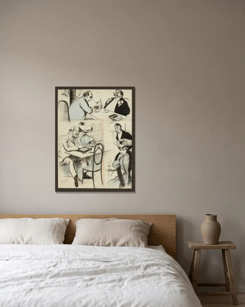 Im Restaurant von Fernand Louis Gottlob gerahmt an einer Wand