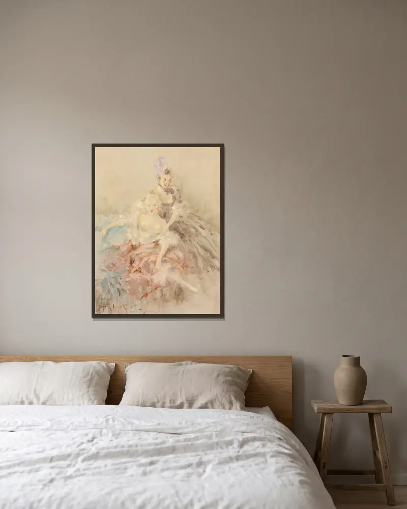 Podle Fragonarda, Louis Icart v rámu na stěně