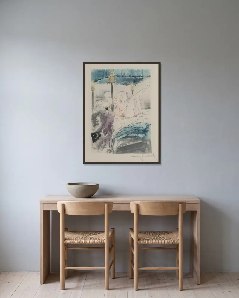 Die Nacht und der Augenblick, Tafel 2 von Louis Icart gerahmt an einer Wand