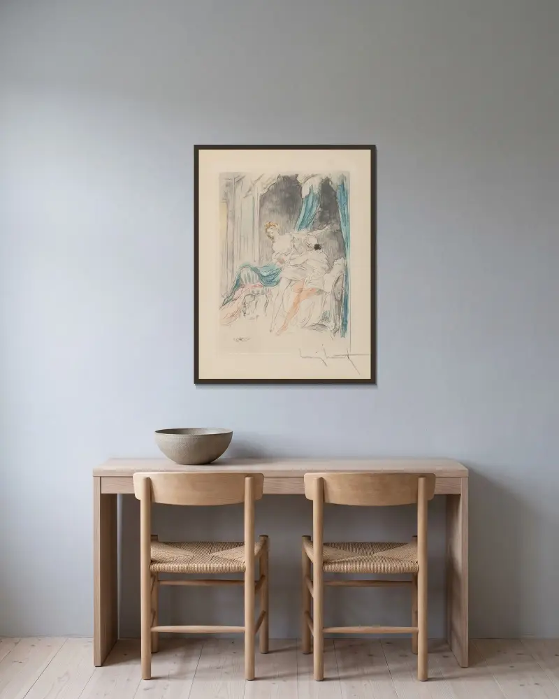 Natten och ögonblicket, plansch 3 av Louis Icart inramad på en vägg