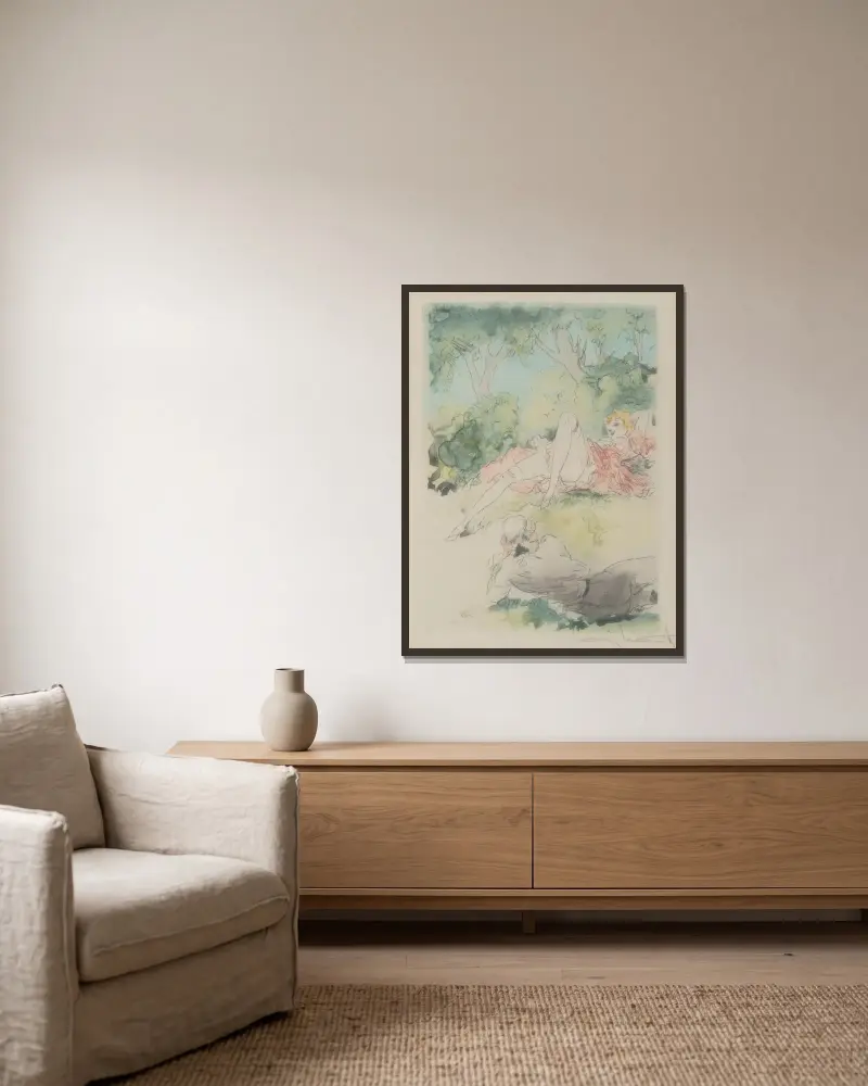 Die Nacht und der Augenblick Pl. 4 von Louis Icart gerahmt an einer Wand