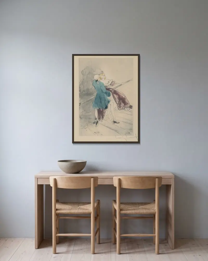 Natten och ögonblicket, plansch 5 av Louis Icart inramad på en vägg