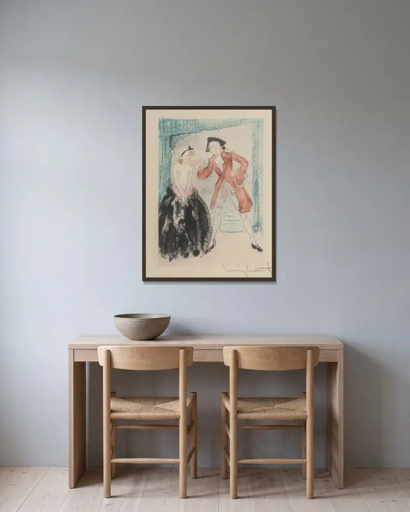 Natten och ögonblicket, plansch 6 av Louis Icart inramad på en vägg