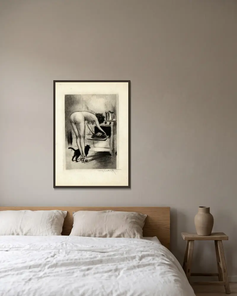 De vackra bordets kamrater – den 27 oktober 1949 på Grand-Veneur, 6, rue Pierre-Demour av Louis Icart inramad på en vägg