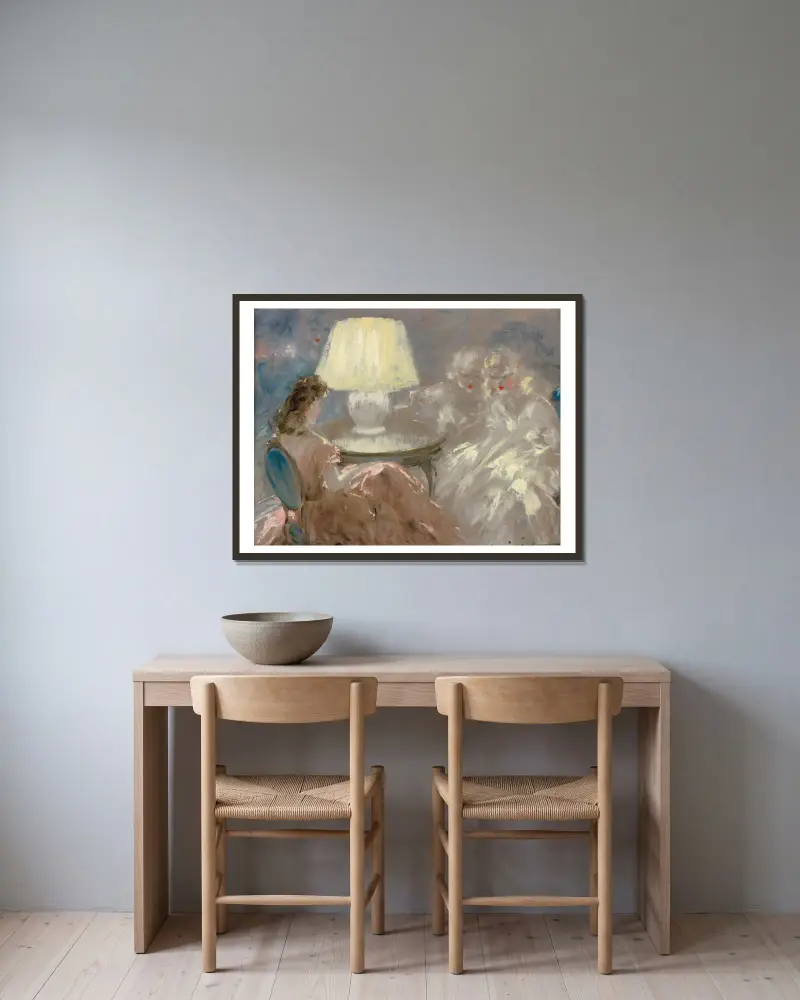 Sous la lampe av Louis Icart inramad på en vägg