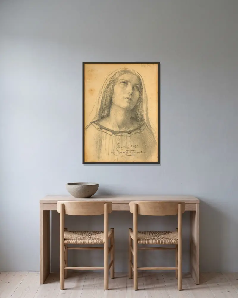 Presumed study for ‘L’Assomption de la Vierge’ av Louis Janmot inramad på en vägg