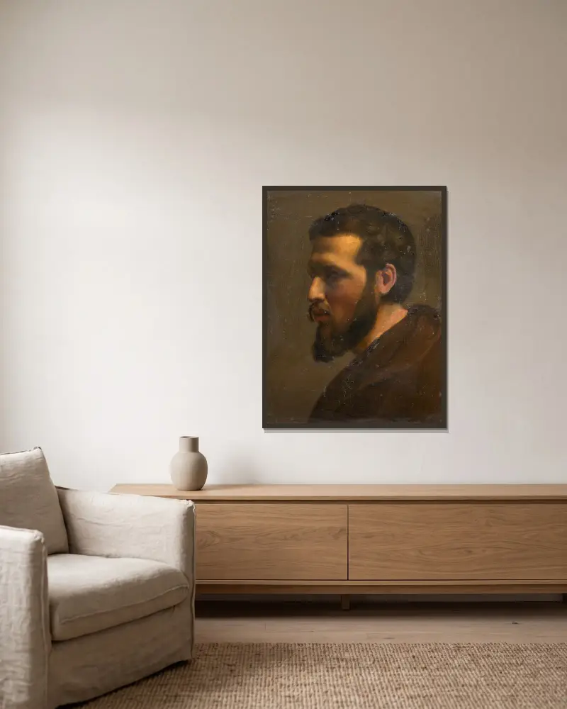 Autoportret z profilu, Louis Janmot w ramie na ścianie