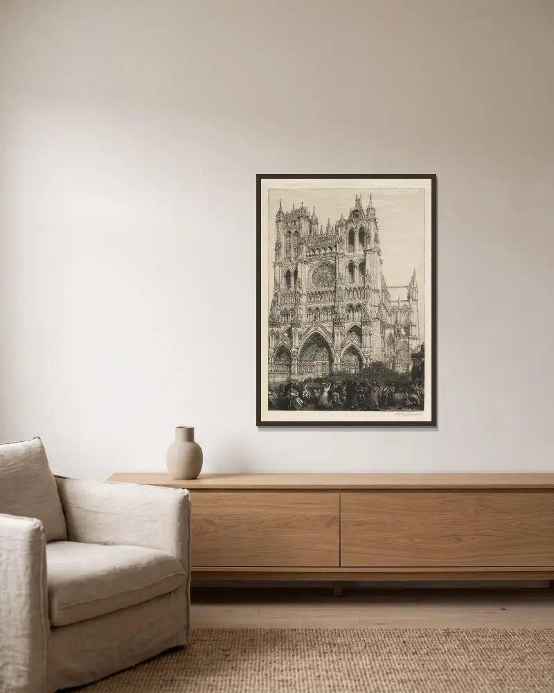 Kathedrale von Amiens, Inventurtag von Auguste Louis Lepère gerahmt an einer Wand
