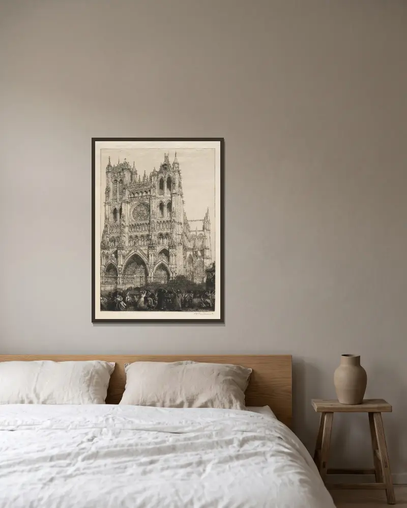 Kathedrale von Amiens, Inventurtag von Auguste Louis Lepère gerahmt an einer Wand