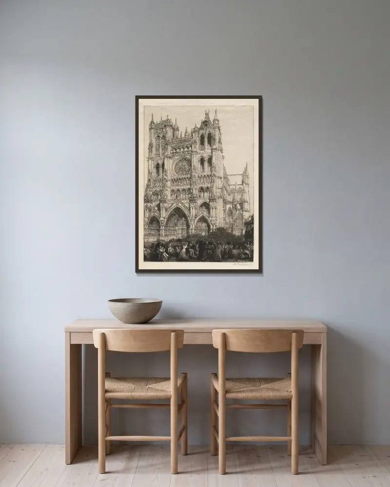 Kathedrale von Amiens, Inventurtag von Auguste Louis Lepère gerahmt an einer Wand