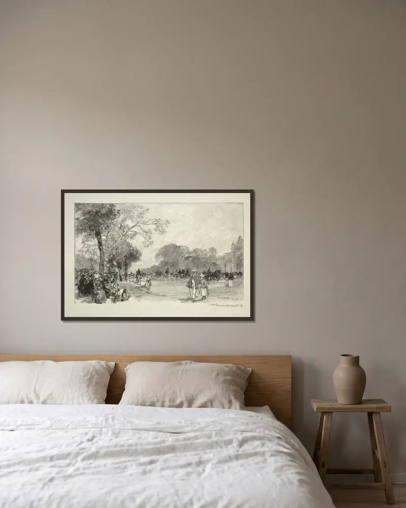 Die Avenue des Champs-Élysées von Auguste Louis Lepère gerahmt an einer Wand