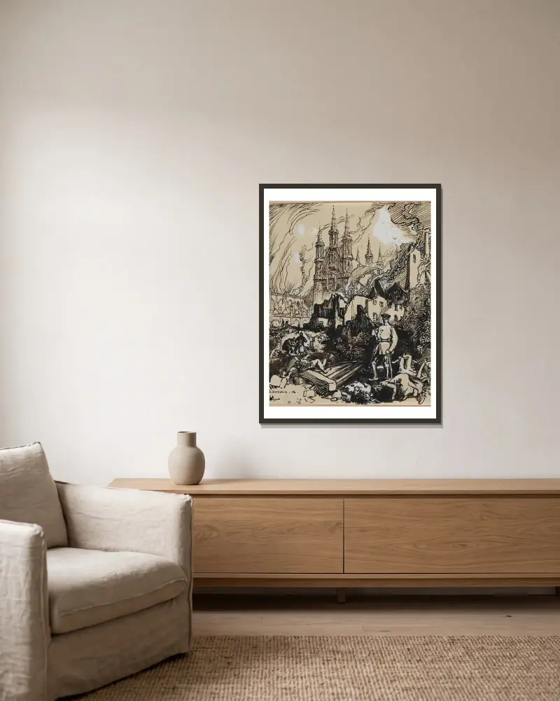 Löwen von Auguste Louis Lepère gerahmt an einer Wand