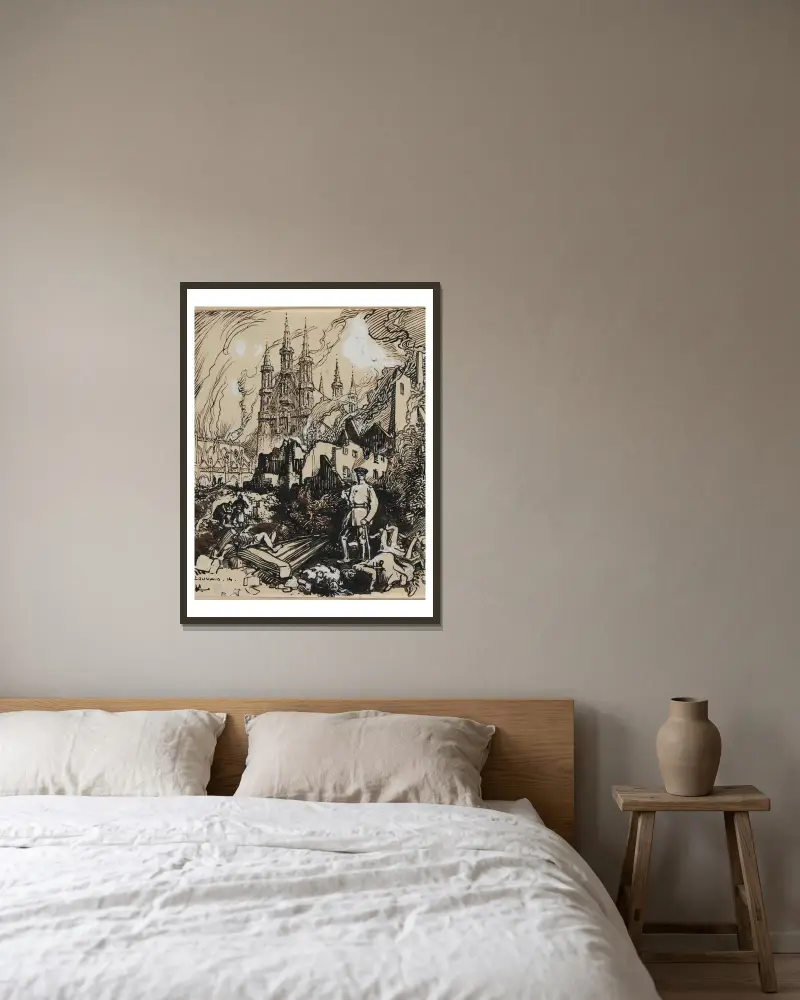 Löwen von Auguste Louis Lepère gerahmt an einer Wand