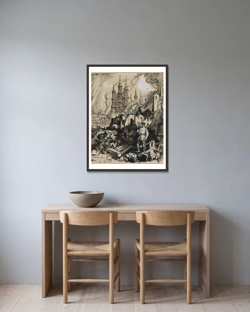 Löwen von Auguste Louis Lepère gerahmt an einer Wand