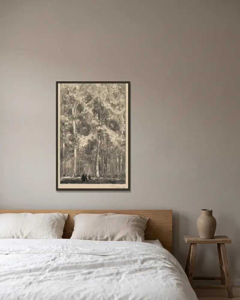 Morgon, vägskälet vid Forts de Marlottes rutt av Auguste Louis Lepère inramad på en vägg