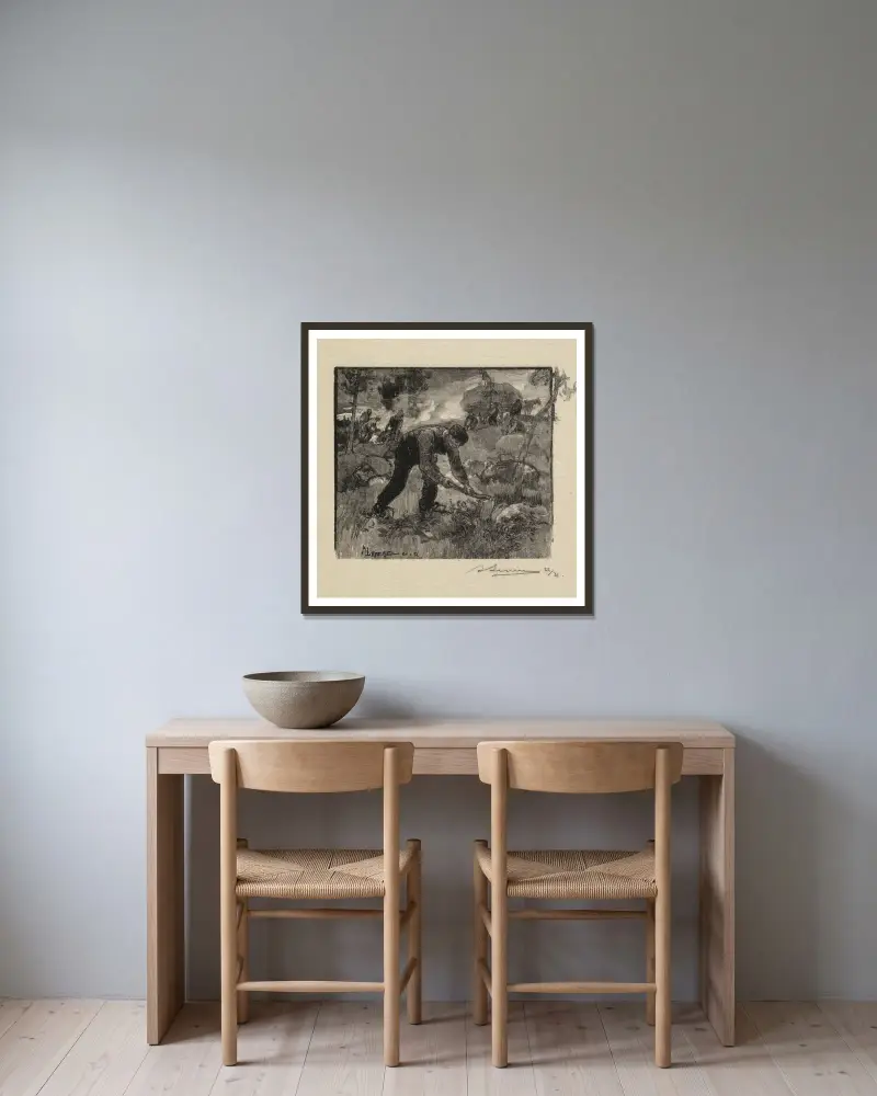 Heidekraut pflücken von Auguste Louis Lepère gerahmt an einer Wand