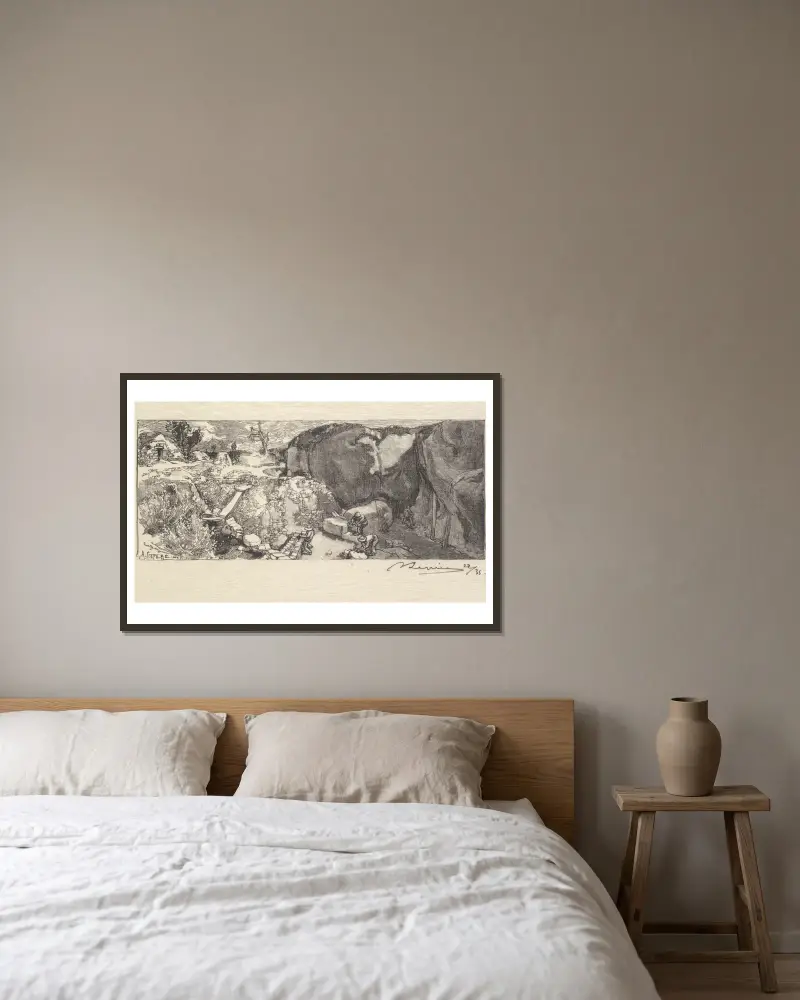 Sandsteinbruch von Auguste Louis Lepère gerahmt an einer Wand
