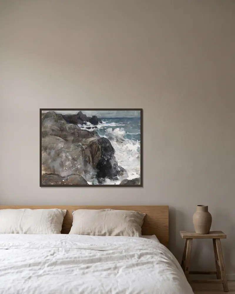 Storm på ön Yeu av Auguste Louis Lepère inramad på en vägg