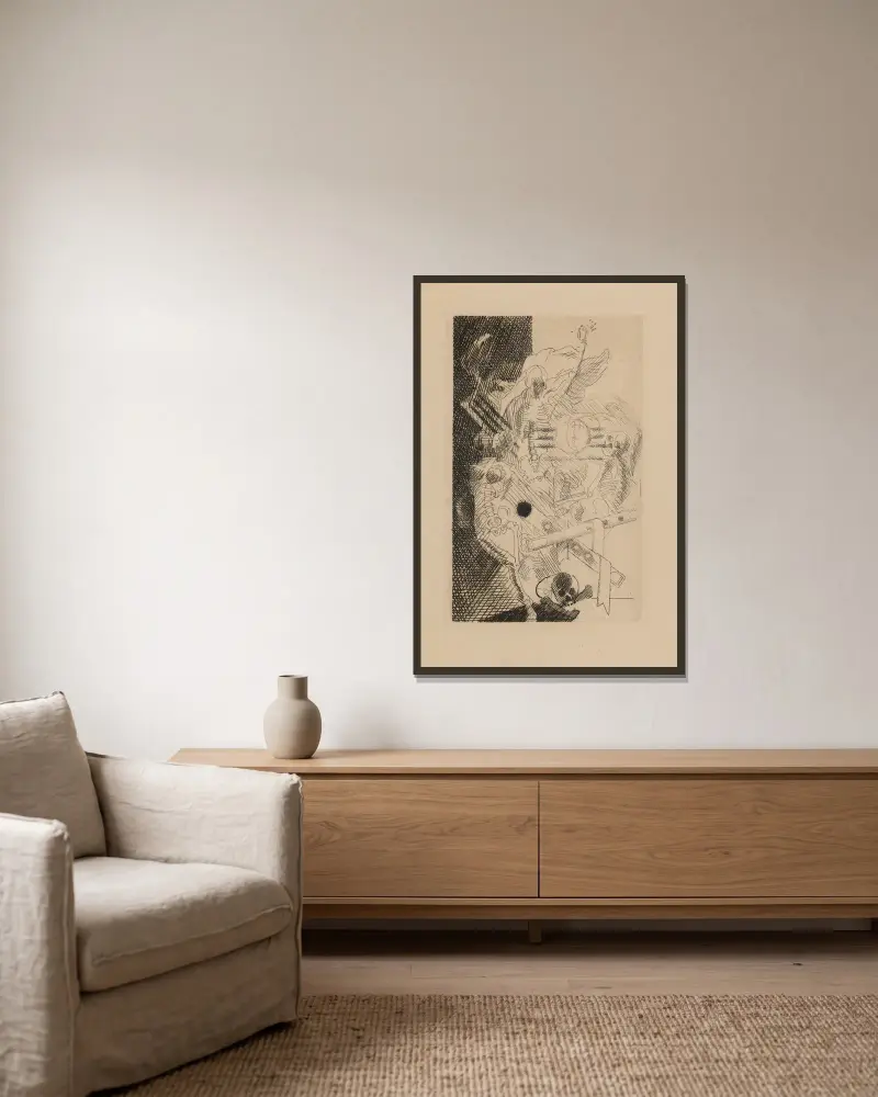 De dödas hus av Louis Marcoussis inramad på en vägg