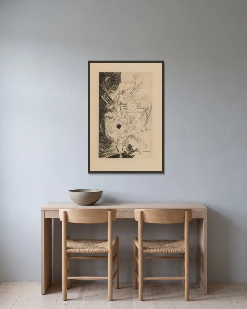 De dödas hus av Louis Marcoussis inramad på en vägg