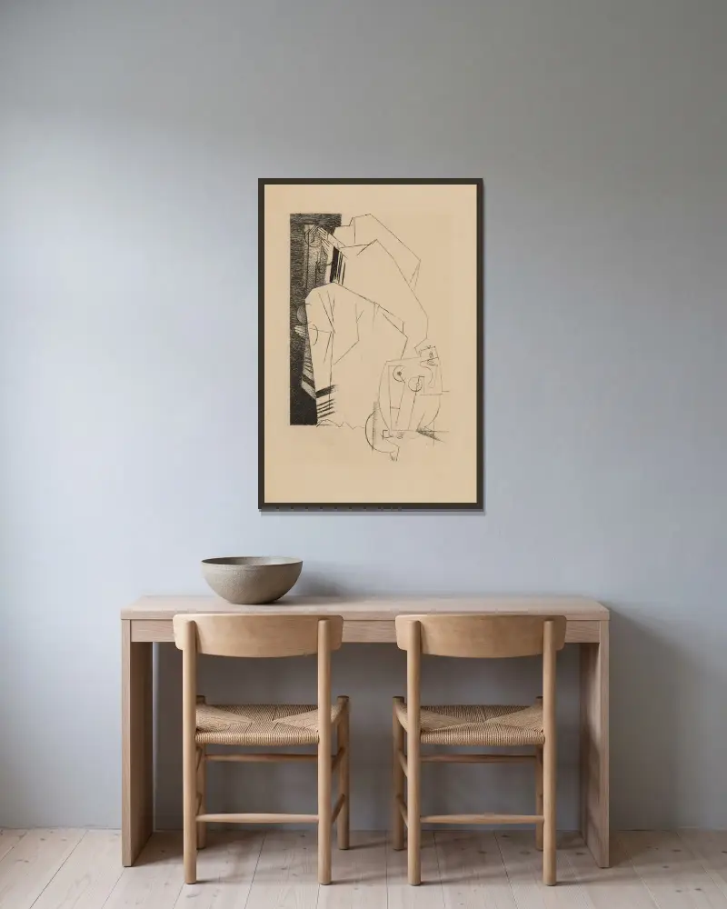 La Synagogue av Louis Marcoussis inramad på en vägg