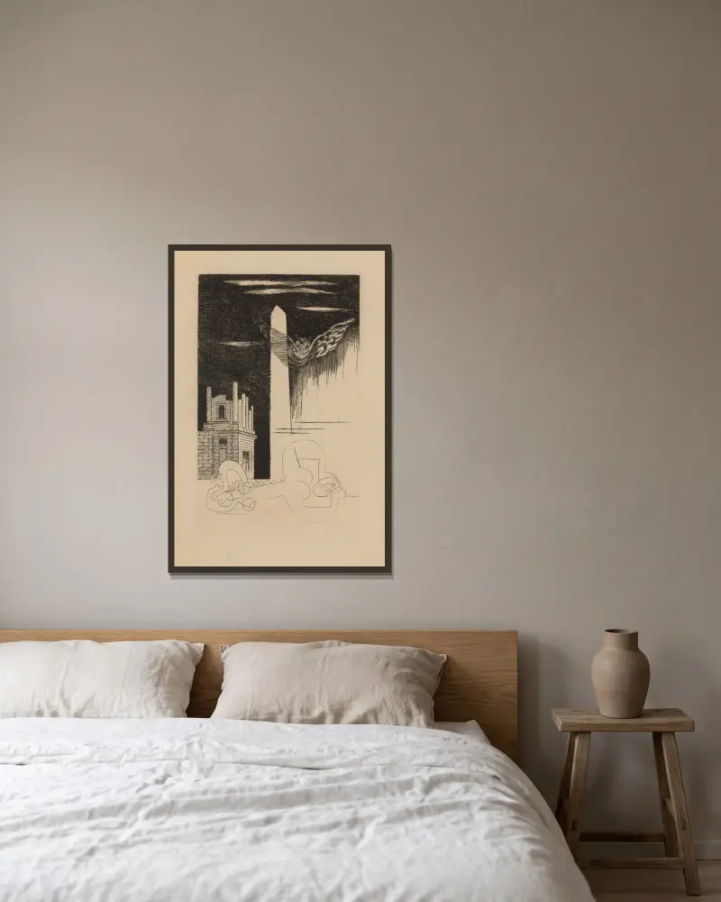 L’Ermite av Louis Marcoussis inramad på en vägg