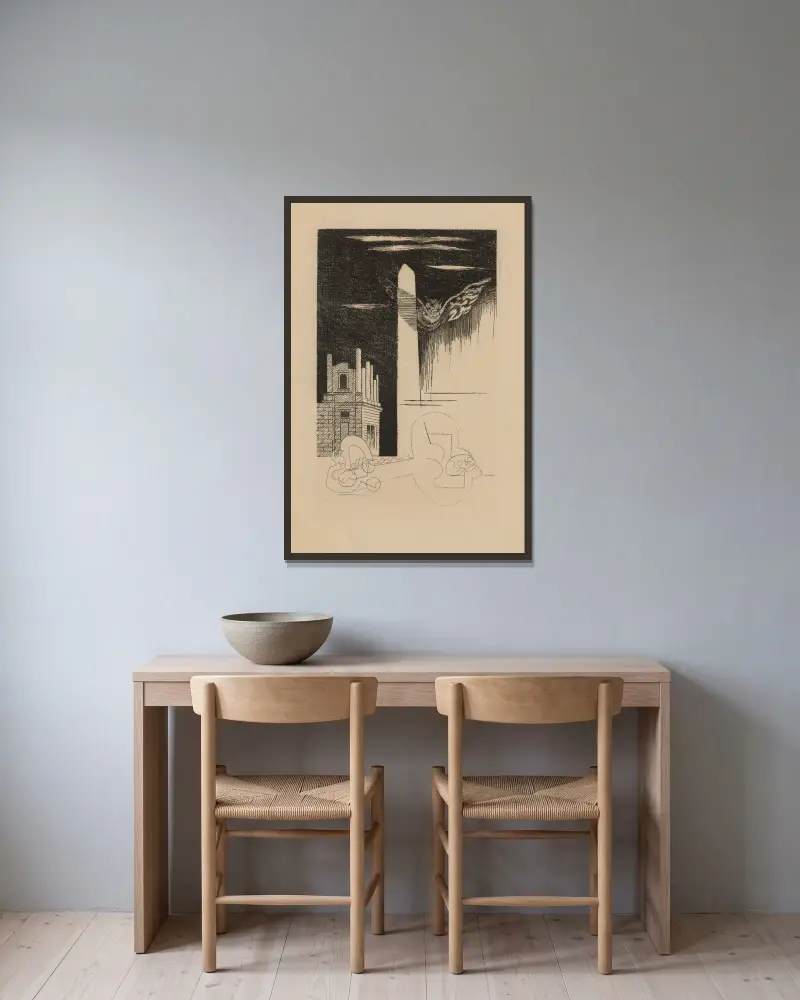 L’Ermite av Louis Marcoussis inramad på en vägg