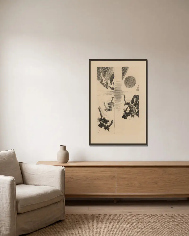 Die Frauen von Louis Marcoussis gerahmt an einer Wand