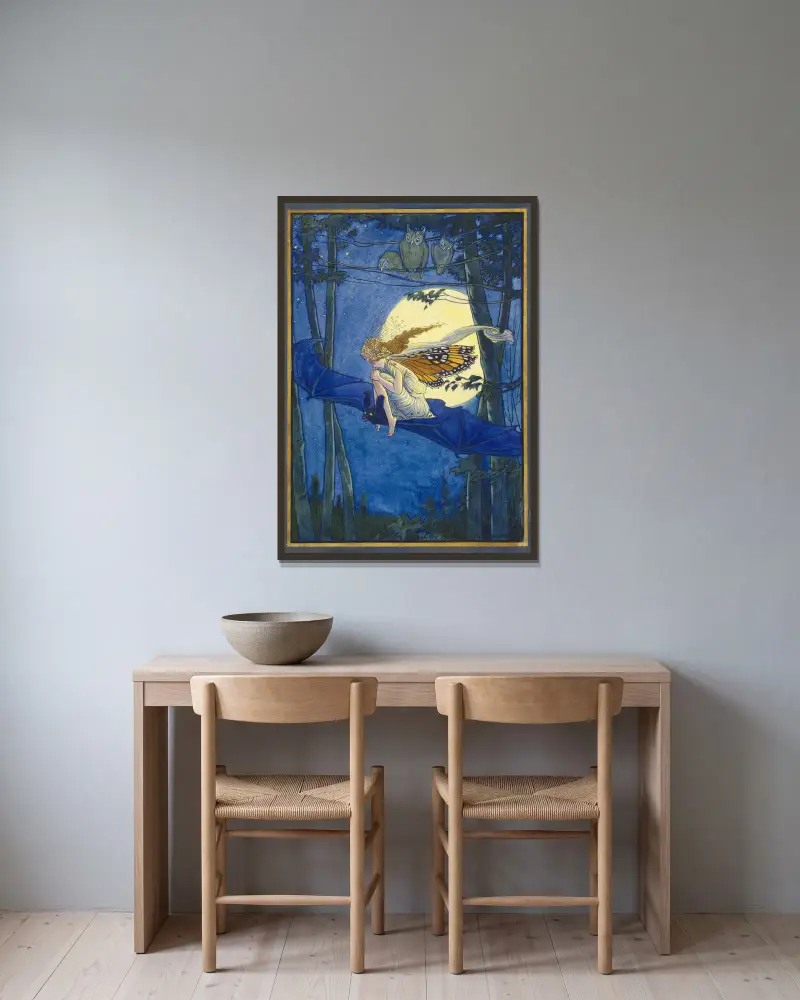 Ariel na netopýřím hřbetě, Louis Rhead v rámu na stěně