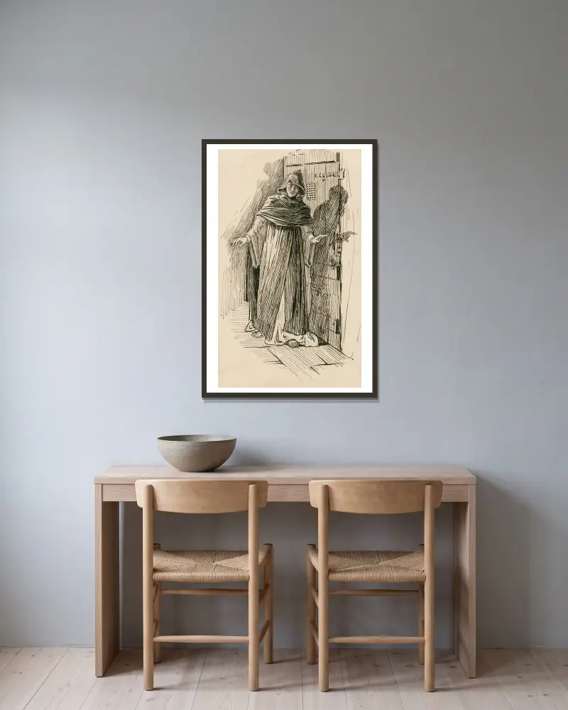 Lika för lika, hertigen lyssnar av Louis Rhead inramad på en vägg