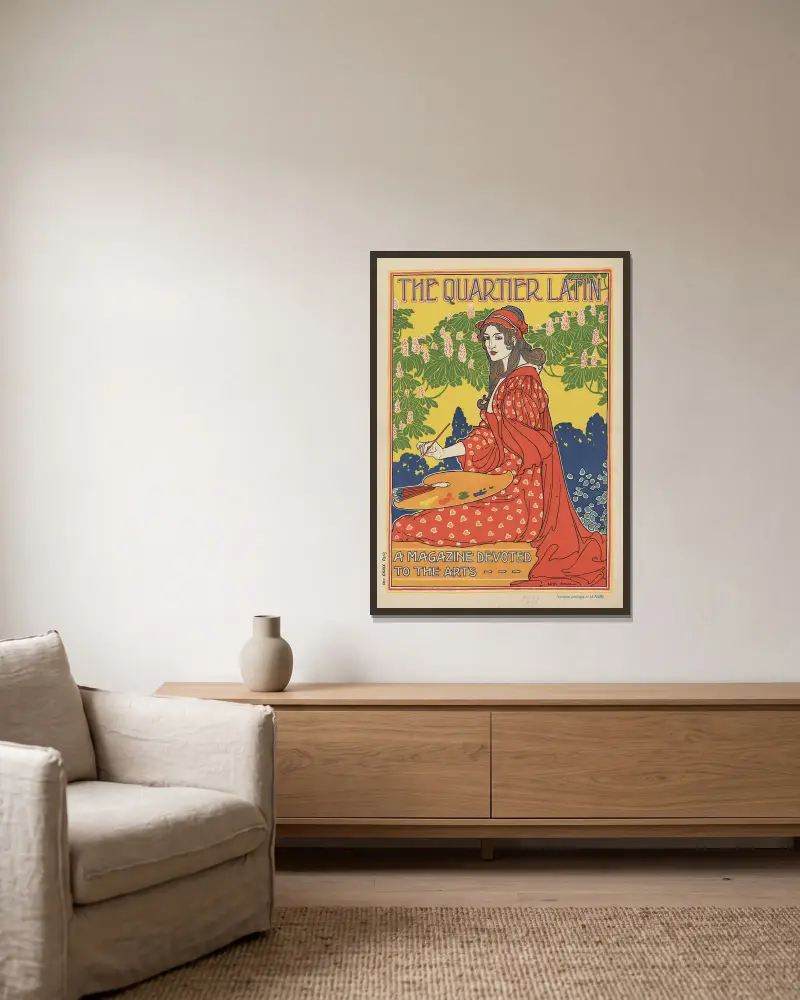 The Quartier Latin. A magazine devoted to the arts av Louis Rhead inramad på en vägg