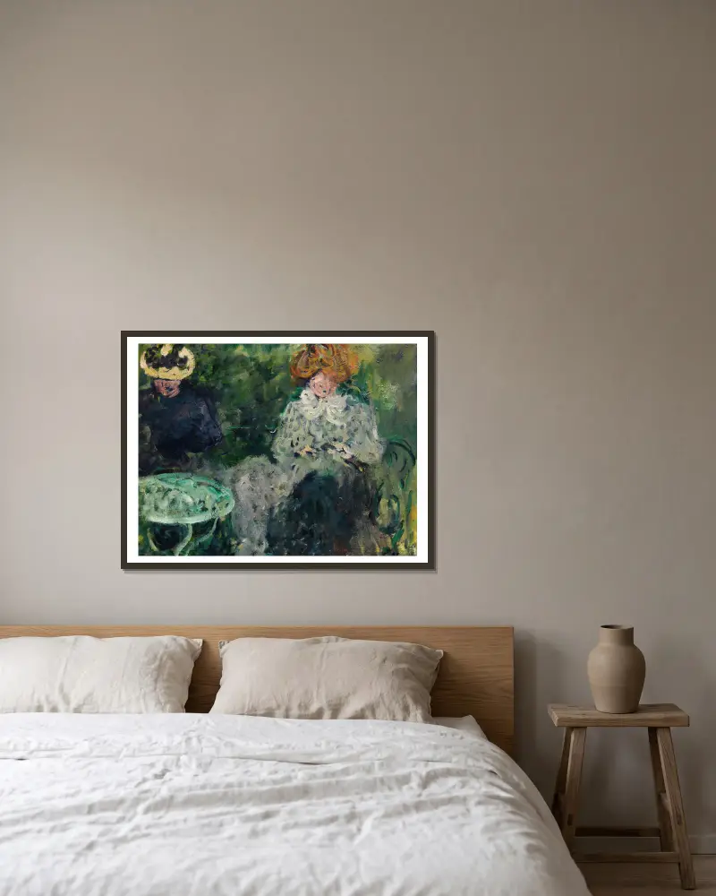 På kaféet. Fru Victor och fru Suzanne Valtat av Louis Valtat inramad på en vägg