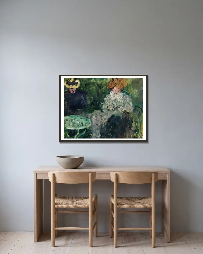 På kaféet. Fru Victor och fru Suzanne Valtat av Louis Valtat inramad på en vägg