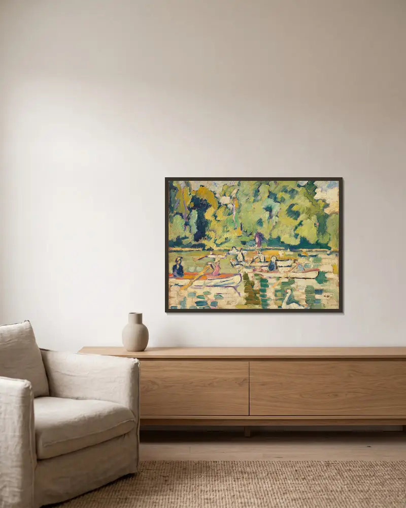Boote im Bois de Boulogne von Louis Valtat gerahmt an einer Wand