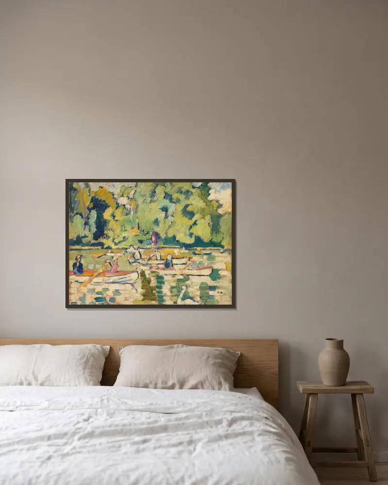 Boote im Bois de Boulogne von Louis Valtat gerahmt an einer Wand